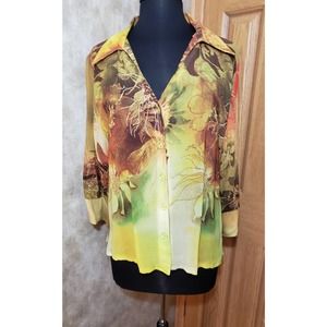 SeaSuns size large vintage 3/4 sleeve button up blouse